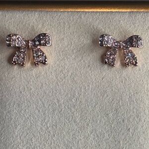 Crystal Rose Gold Overlay Bow Stud Earrings Made with Swarovski Crystals